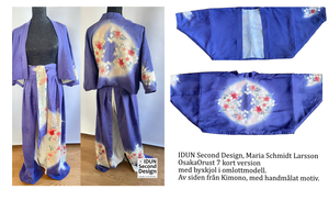 Skapa av siden från Japanska Kimono lila byxkjol o jacka osaka kort